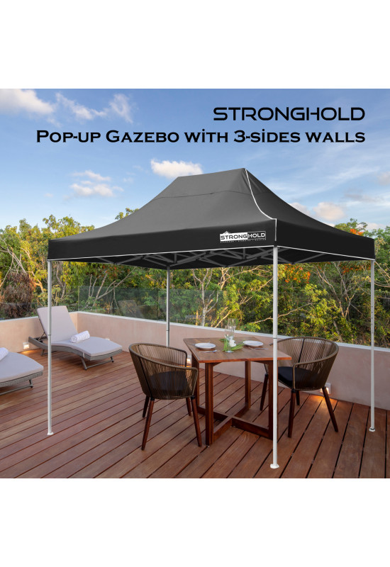 3x4.5m STRONGHOLD Gazebo with walls black