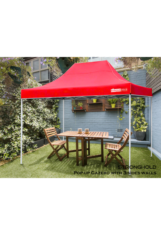 3x4.5m STRONGHOLD Gazebo with walls RED
